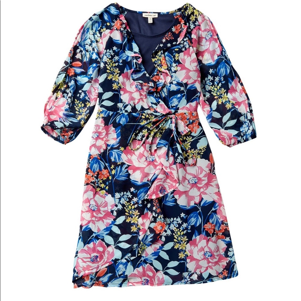 Monteau Girls’ Navy & Floral Dress